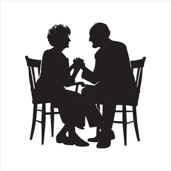 old couple in love silhouette on white background vector