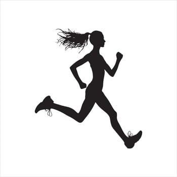 Running woman silhouette white background vector