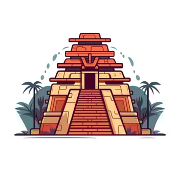 design of a Mesoamerican pyramid surrounded by tropical vegetation vector