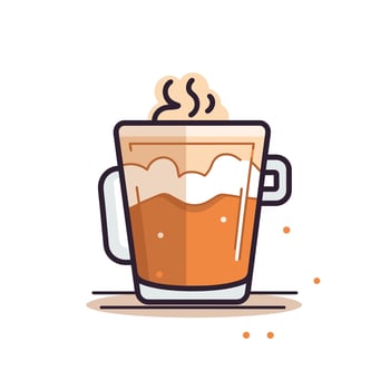 design of a frothy beer mug with steam, showcasing a warm beverage in a fun, creative style vector