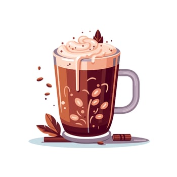 Delicious art of a creamy coffee drink with whipped topping, showcasing rich textures and inviting colors vector