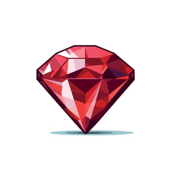 Bright red diamond sits on a clean surface reflecting light in a stunning geometric shape vector