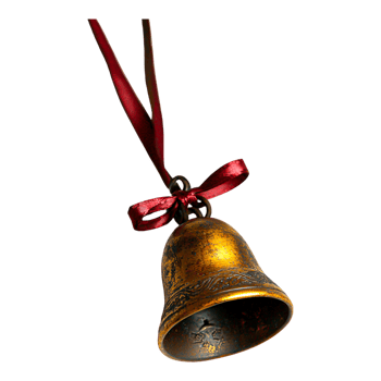 Vintage Decorative Bell with Red Ribbon for Holiday Celebrations png