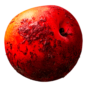 Close-Up of a Red Apple with Unique Textures and Imperfections png
