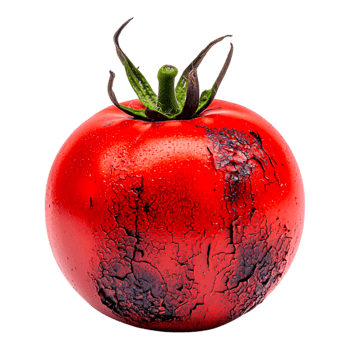 Fresh Cracked Tomato with Visible Texture and Water Droplets png