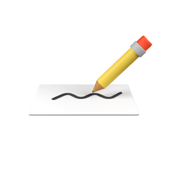Pencil writing on paper isolated 3d render icon illustration png
