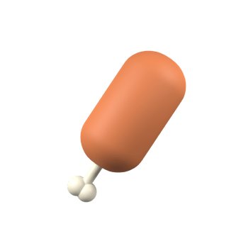 Chicken thigh isolated 3d render icon illustration png