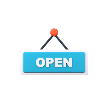 Open sign isolated 3d render icon illustration png