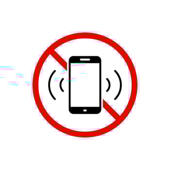 No cellphone icon in generic style. Silent phone prohibition conceptvv vector