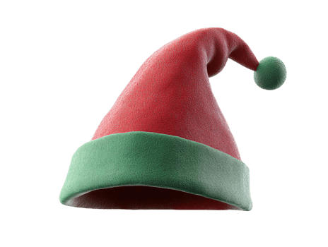 Red and green santa hat 3d render on transparent background png