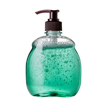 a bottle of green liquid with a clear top png