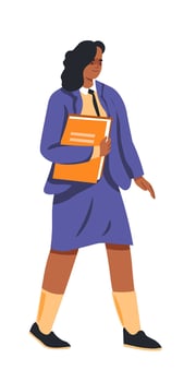 Female teenage student smiling and holding books vector