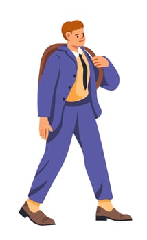 Cheerful male pupil or student going to school vector