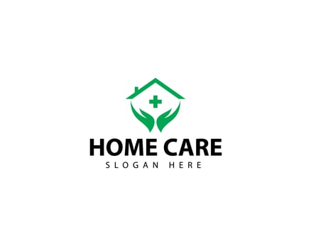 Home Care logo with hand care. Care house logo design art. Icon. Building. premium. Business logo. Medical. Care. vector