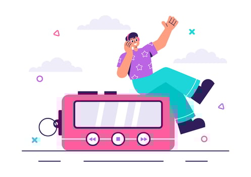 Headphones and MP3 Player Illustration for Music Apps in Flat Style Design vector