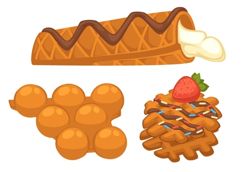 Cookies and desserts, ice cream and strawberry vector