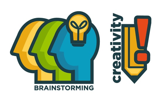 Brainstorming creativity logo concept, inspiration vector