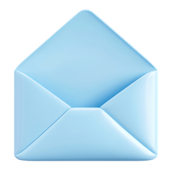 Illustration of an open blue envelope isolated on transparent background png