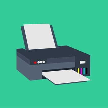 Printer icon illustration, flat style design. vector
