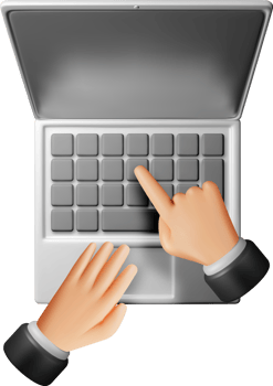 3D cartoon laptop computer and hands png