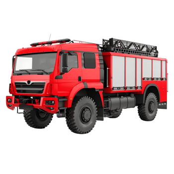 Red fire truck isolated on transparent background png