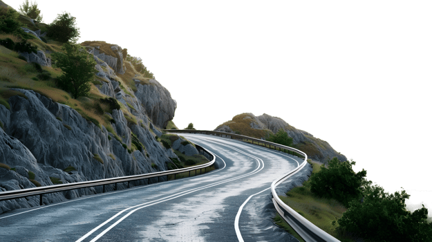 Winding Mountain Road isolated on transparent background png
