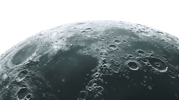 Moon's Surface with Impact Craters isolated on transparent background png