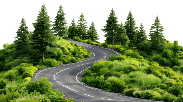 Curving Mountain Road Isolated on Transparent Background png