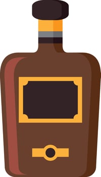 Brown bottle with ornate black and gold label featuring a blank space for custom branding, ideal for showcasing liquor or alcoholic beverage designs vector