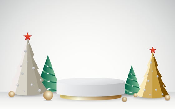 Podium cosmetic product display for Christmas or New Year's. Stand product showcase on a gray background vector