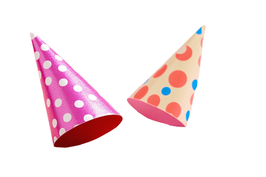 Polka dot party hats on transparent background png