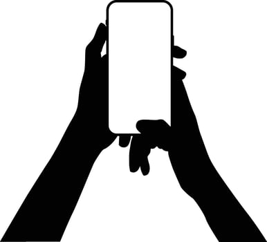 people holding phone with 2 hands silhouette vector