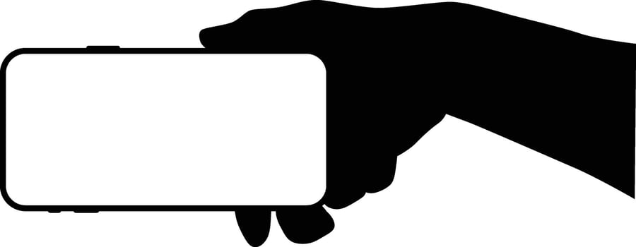 hand pose holding smartphone silhouette vector