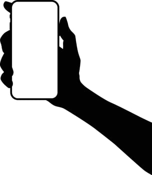 hand holding a phone silhouette vector