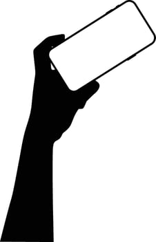 Hand holding phone diagonally vector