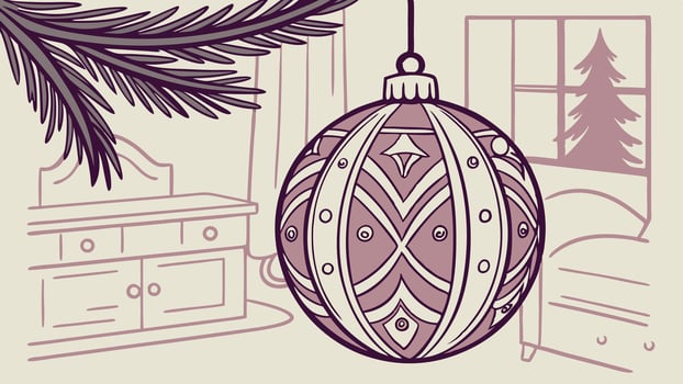 Christmas decoration hanging from the ceiling of a room vector