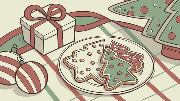 Christmas homemade gingerbread cookies on holiday defocused background. Commercial promotional photo vector