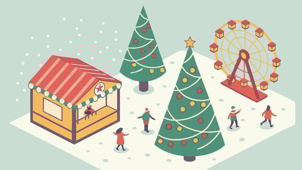 Christmas land. christmas party and celebrations. template 2d. 3d illustration . vector