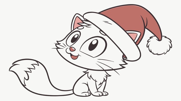 Cute Christmas Kitty in a Santa's Hat with Space for Copy vector