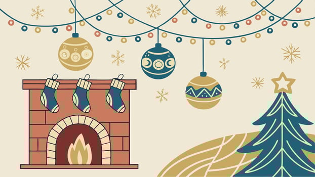 Festive christmas background with Christmas decoration. gold and blue . copy space vector