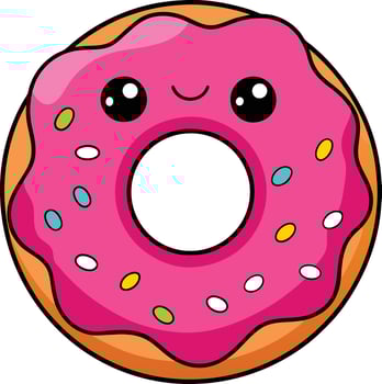 A cartoon donut with a pink icing and sprinkles vector