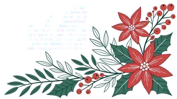 Christmas flower border christmas plant white background. vector