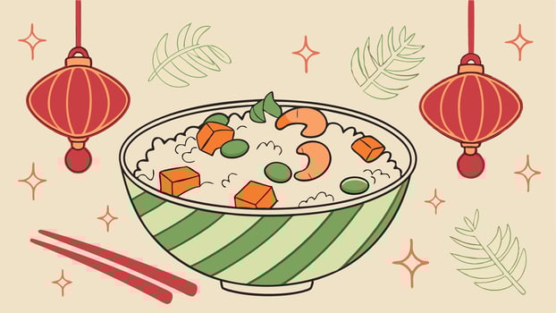 Soy Sauce Fried Rice christmas and new year chinese recipes vector