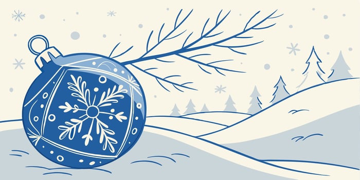 A blue christmas ornament in the snow vector