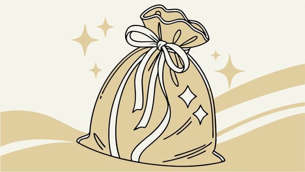 A bag with a bow on it in a gold color vector