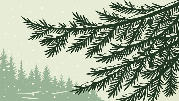 Winter landscape with fir tree branches and snow vector