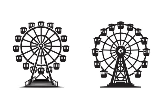 Ferris wheel silhouette illustration Design vector
