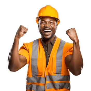 African American Construction Worker Fist Up for Labor Day Isolated on Transparent Background png