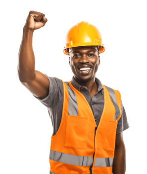 African American Construction Worker Fist Up for Labor Day Isolated on Transparent Background png
