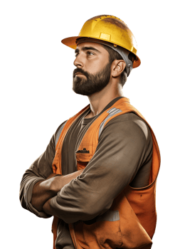 Construction Worker Crossed Arms Side View Labor Day Isolated on Transparent Background png